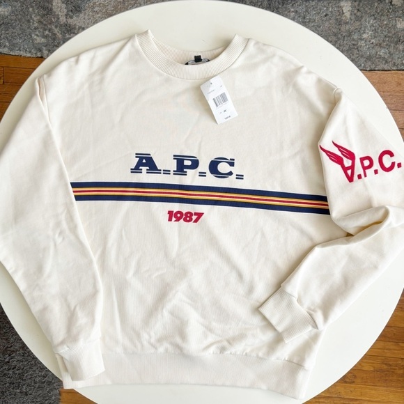 A.P.C.Men’s Off White Adam Sweatshirt Size XS Logo New - Picture 2 of 9